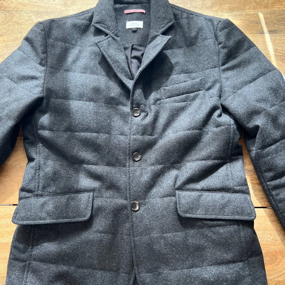 Apolis Global Large Grey Wool Quilted Jacket Blazer